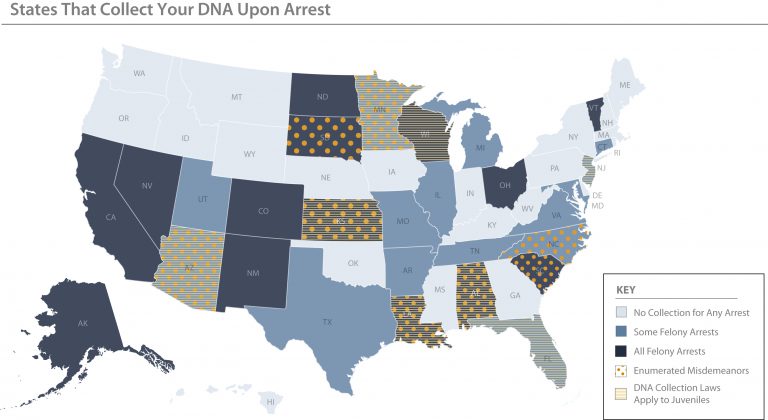 DNA Collection Practices for Arrests by State - ISHI News